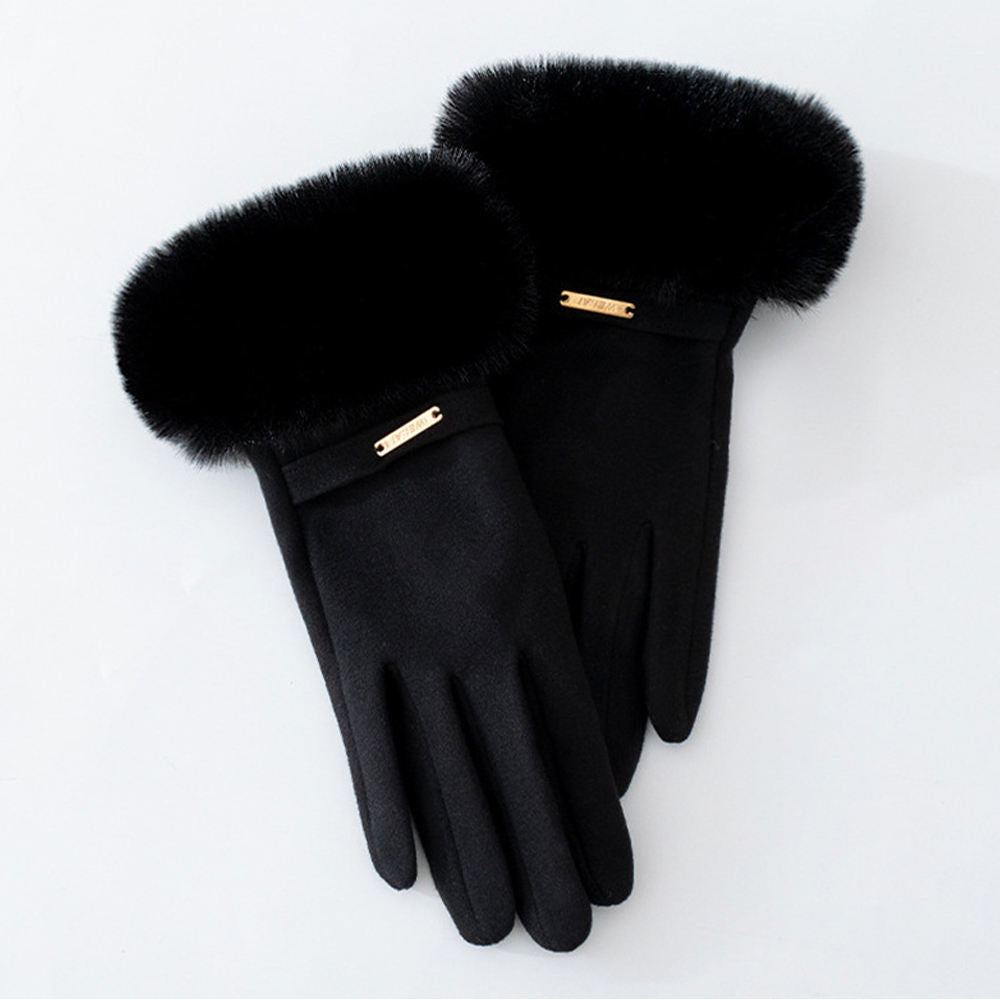 Winter Gloves for Women Velvet Gloves With Faux Fur Cuffs Cute High Quality Fashion Winter Heated Gloves